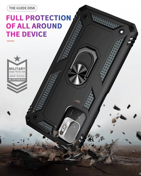 Smcase Xiaomi Poco M3 Pro 5g Kılıf Vega Yüzüklü Çift Katmanlı Tank Kapak - 6