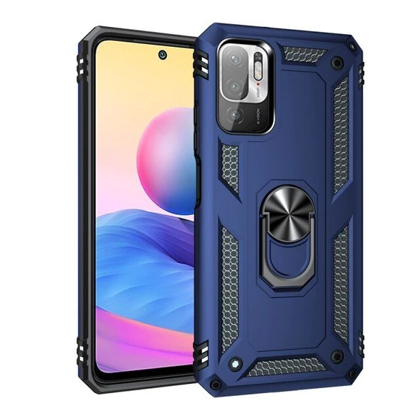 Smcase Xiaomi Poco M3 Pro 5g Kılıf Vega Yüzüklü Çift Katmanlı Tank Kapak - 7