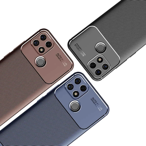 Smcase Oppo A15 Kılıf Kamera Korumalı Negro Karbon Silikon  Nano Ekran Koruyucu - Resim 3