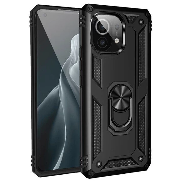 Smcase Xiaomi Mi 11 Lite Kılıf Vega Yüzüklü Tank Silikon