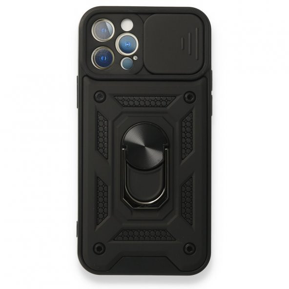 Smcase iPhone 12 Pro Max Kılıf Kamera Korumalı Yüzüklü Tank Pars Silikon