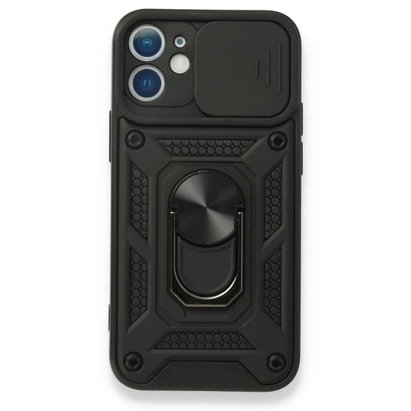 Smcase iPhone 12 Kılıf Kamera Korumalı Yüzüklü Tank Pars Silikon