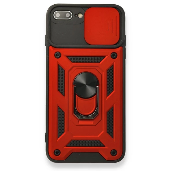 Smcase iPhone 8 Plus Kılıf Kamera Korumalı Yüzüklü Tank Pars Silikon