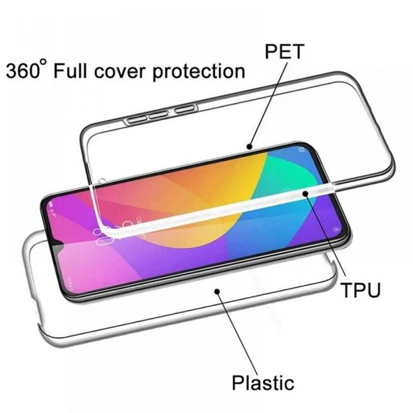 Smcase Huawei P40 Lite E Kılıf Ön Arka 360 Silikon - 2