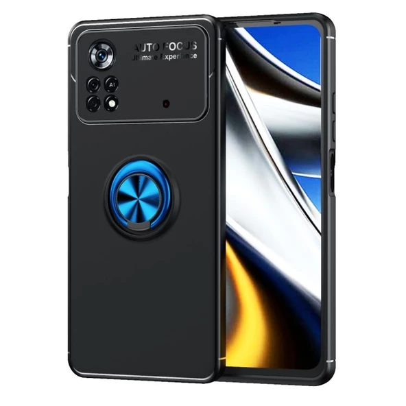 Smcase Xiaomi Poco X4 Pro 5g Kılıf Kamera Korumalı Ravel Yüzüklü Standlı Silikon - 5