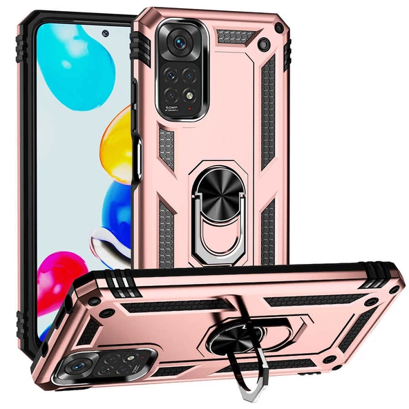 Smcase Xiaomi Redmi Note 11 Global Kılıf Vega Yüzüklü Tank Silikon