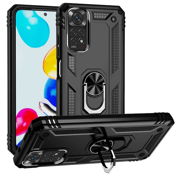 Smcase Xiaomi Redmi Note 11S Global Kılıf Vega Yüzüklü Tank Silikon