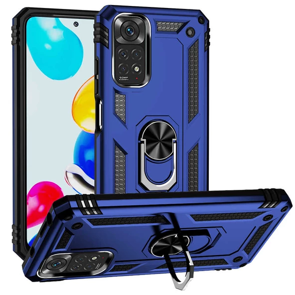Smcase Xiaomi Redmi Note 11 Global Kılıf Vega Yüzüklü Tank Silikon - 4