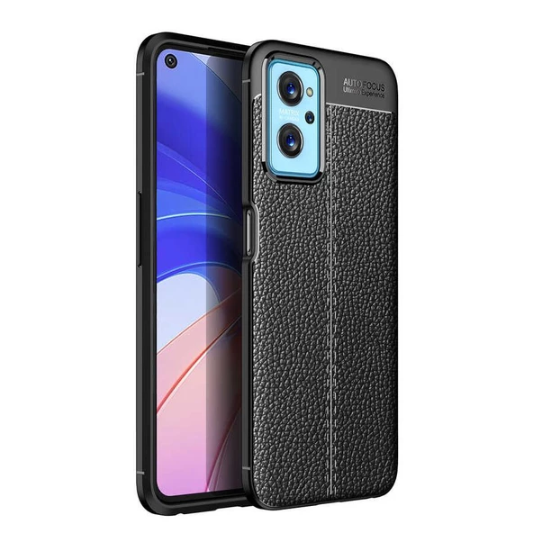 Smcase Oppo A96 4G Kılıf Deri Dokulu Niss Silikon