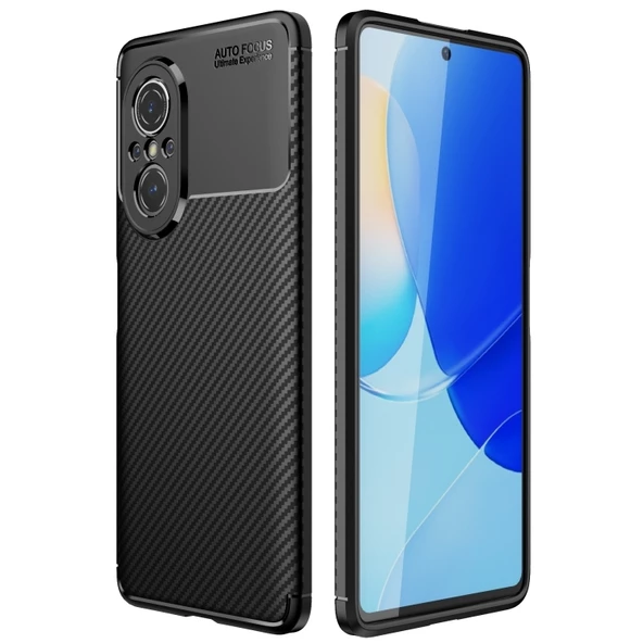 Smcase Huawei Nova 9 SE Kılıf Kamera Korumalı Negro Karbon Silikon