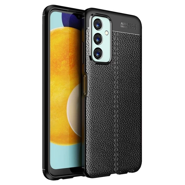 Smcase Samsung Galaxy M23 Kılıf Deri Dokulu Niss Silikon