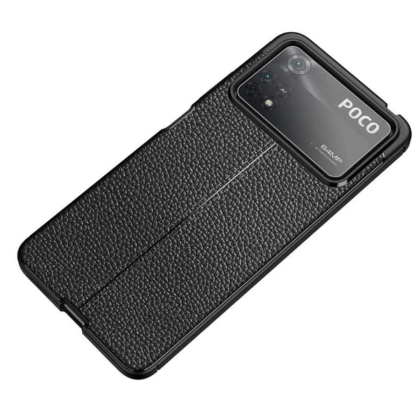 Smcase Xiaomi Poco X4 Pro 5g Kılıf Deri Dokulu Niss Silikon - 3