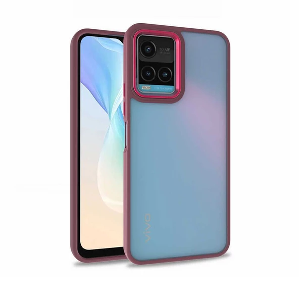 Smcase VİVO Y32 Kılıf Renkli Bumper Hybrid Flora Silikon - 4