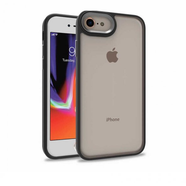 Smcase iPhone SE 2020 Kılıf Renkli Bumper Hybrid Flora Silikon