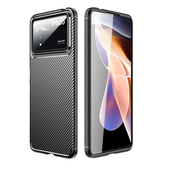 Smcase Xiaomi Poco X4 Pro 5g Kılıf Karbon Dokulu Negro Silikon