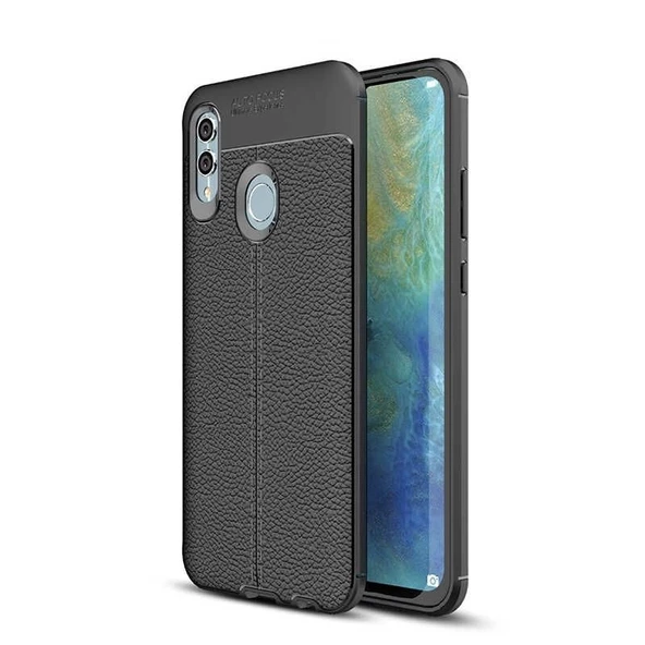 Smcase Huawei P Smart 2019 Deri Dokulu Silikon Kılıf