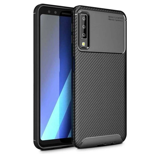 Smcase Samsung Galaxy A7 2018 Ultra Koruma Negro Silikonlu Kılıf  Tam Kapatan Cam