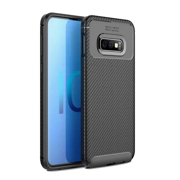 Smcase Samsung Galaxy S10E Kılıf Negro Karbon Silikon