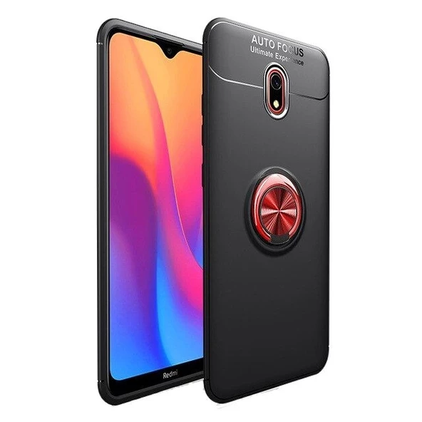 Smcase Xiaomi Redmi 8A Kılıf Ravel Yüzüklü Standlı Silikon