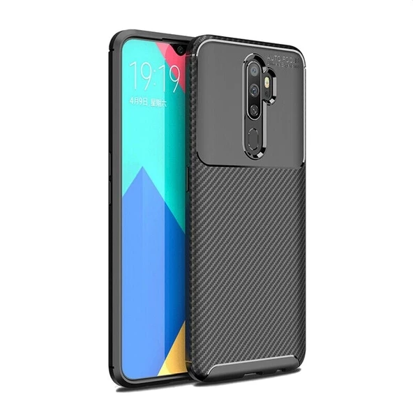 Smcase Oppo A5 2020 Kılıf Negro Karbon Silikon