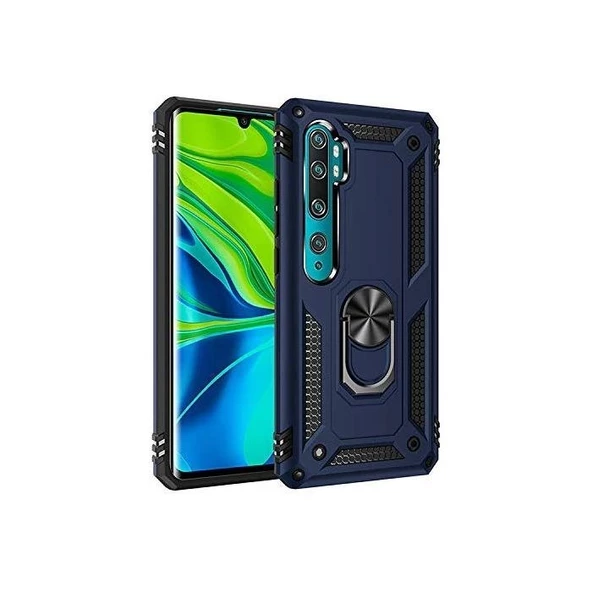 Smcase  Xiaomi Mi Note 10 Kılıf Vega Yüzüklü Tank Kapak