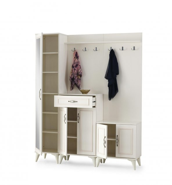 Erezoğulları Mobilya Nehir Portmanto Çift Askılık Ayakkabılık Aynalı 160x36x200 - 2