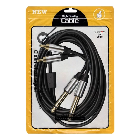 MAGİCVOİCE LD398 2X6.3 MM MONO ERKEK + 2XRCA ERKEK 3 METRE KABLO - 2