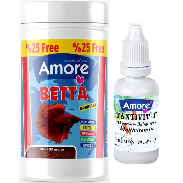 Amore Betta Granulat 125 ml 56 gr Akvaryum Beta Balık Yemi ve Balık Vitamini