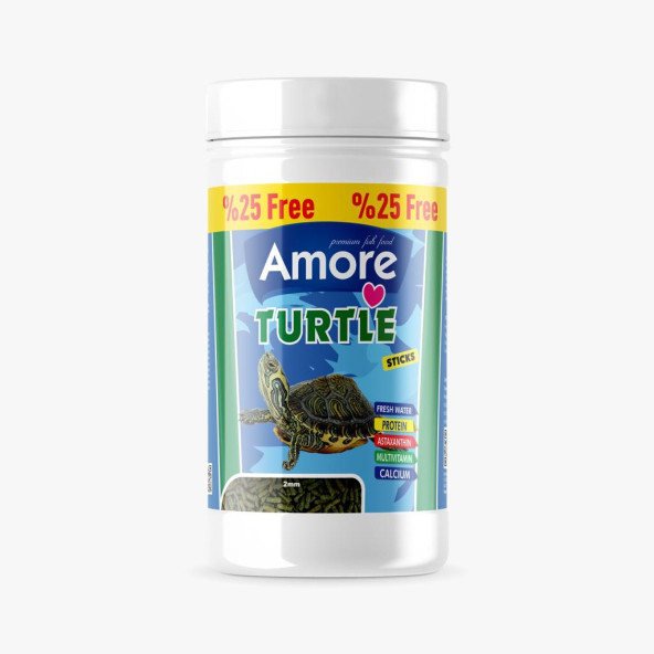 Amore Turtle Green Sticks 125 ml  Lotus 100 ml Su Kaplumbağası Yemi ve Vitamin Seti - 3