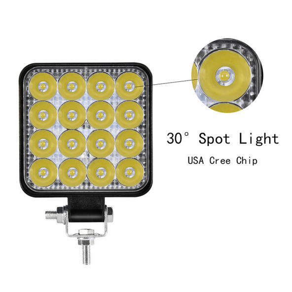 8 Adet 11x11 16 Led Kare Off Road Traktör Tir Kamyon Sis Fari Sis Lambasi Çalisma Lambasi Projektör - Resim 5