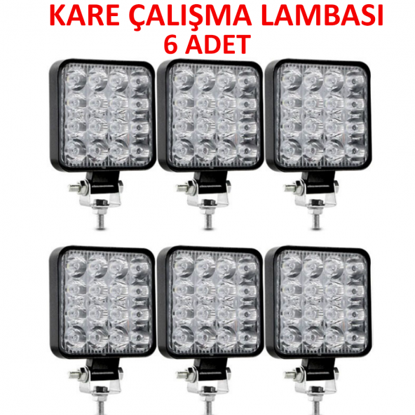 6 Adet 11x11 16 Led Kare Off Road Traktör Tir Kamyon Sis Fari Sis Lambasi Çalisma Lambasi Projektör