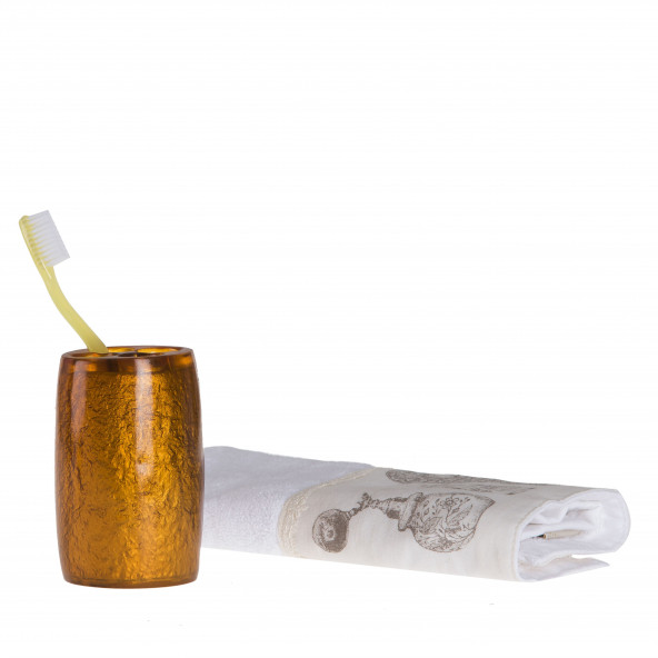 YJS090B. DİŞ FIRÇALIK ALTIN RENKLİ POLİRESİN  5X5X7CM ürün görseli