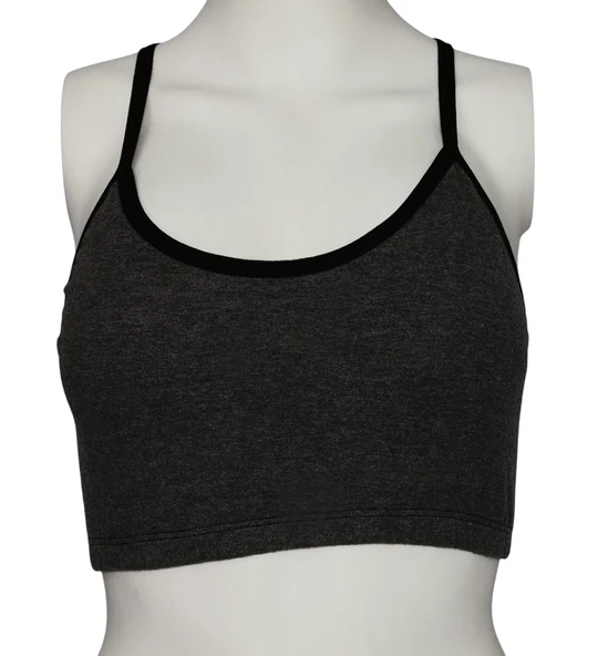 ASM1159 Kadın Gri Crop Elit Hayatlar Penye Büstieri