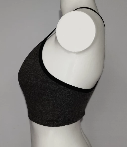 ASM1159 Kadın Gri Crop Elit Hayatlar Penye Büstieri - 8