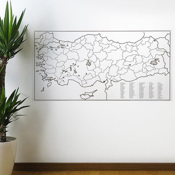 Yazılabilir Türkiye Haritası Manyetik Duvar Stickerı 110 x 56 cm (579)