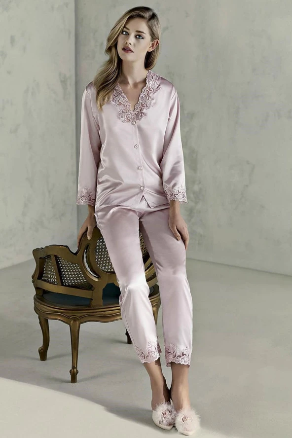 Espuar 1310 6 Parça Çeyiz Seti Saten Gecelik ve Sabahlık Takımı - Resim 3