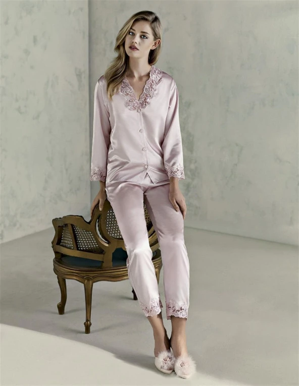 Espuar 1310 6 Parça Çeyiz Seti Saten Gecelik ve Sabahlık Takımı - Resim 6