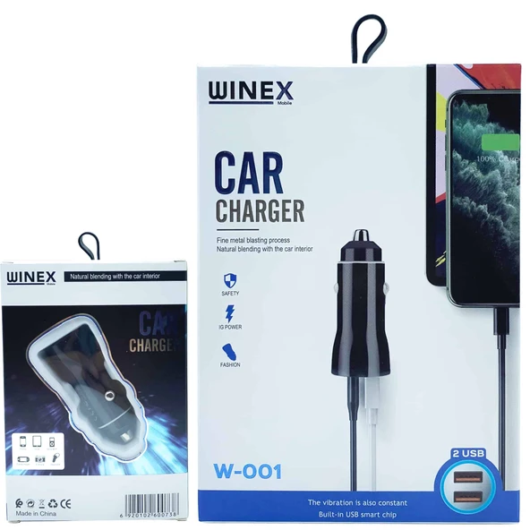 Çift Girişli Usb 3.4A - 2.4A +1A Araç Şarj Başlığı Winex W-001