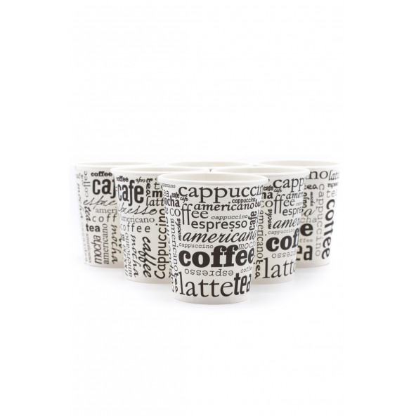 7 Oz 1 Koli (2500 Adet) Coffee Desen Kağıt Karton Bardak - 6