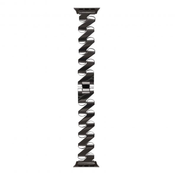 KNY Apple Watch 42 MM İçin Burgu Desenli Metal KRD-80 Kordon-Kayış  Altın - 3