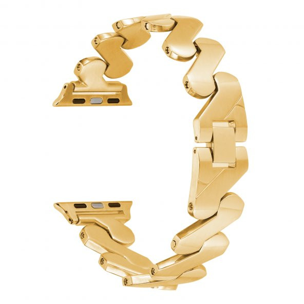 KNY Apple Watch 42 MM İçin Burgu Desenli Metal KRD-80 Kordon-Kayış  Altın