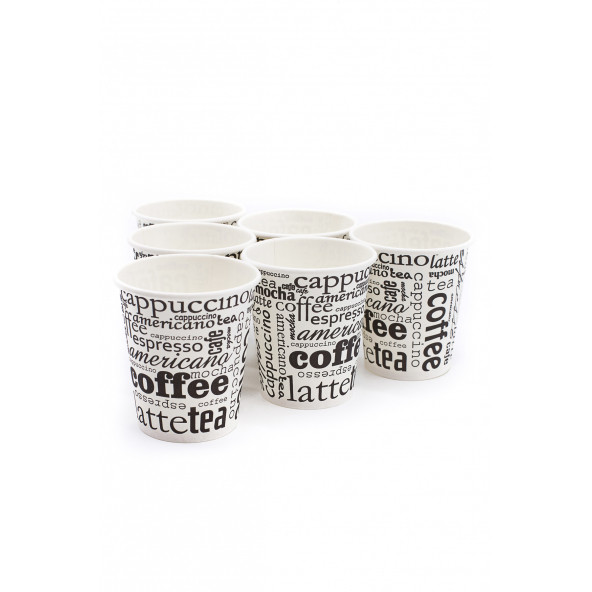 7 Oz 1 Koli (1500 Adet) Coffee Desen Kağıt Karton Bardak - 4