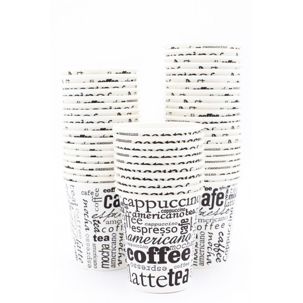 7 Oz 1 Koli (1500 Adet) Coffee Desen Kağıt Karton Bardak - 7