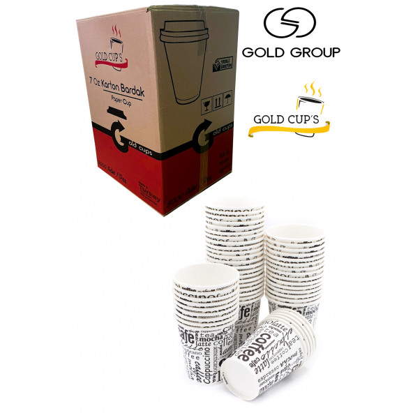 7 Oz 1 Koli (1500 Adet) Coffee Desen Kağıt Karton Bardak - 8