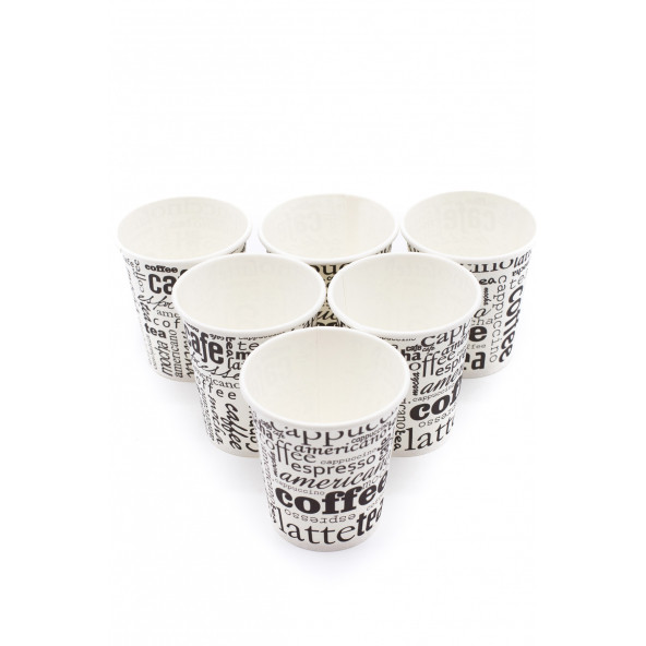 7 Oz 1 Koli (500 Adet) Coffee Desen Kağıt Karton Bardak - 5