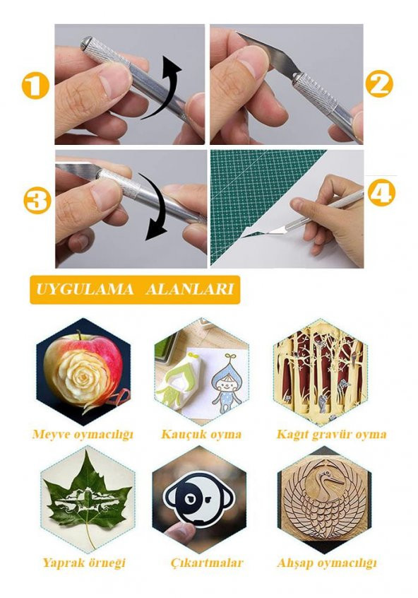 Kretuar Bıçağı 5 Yedek Bıçaklı 1 Paket Hobi Maket Tasarım Neşteri Çelik Alaşımlı Paslanmaz Hassas Kesim Bıçağı 25 Dereceli - 4