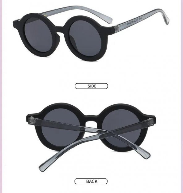 Renkli Yuvarlak Çocuk Gözlüğü 3- 8 Yaş Siyah - 4