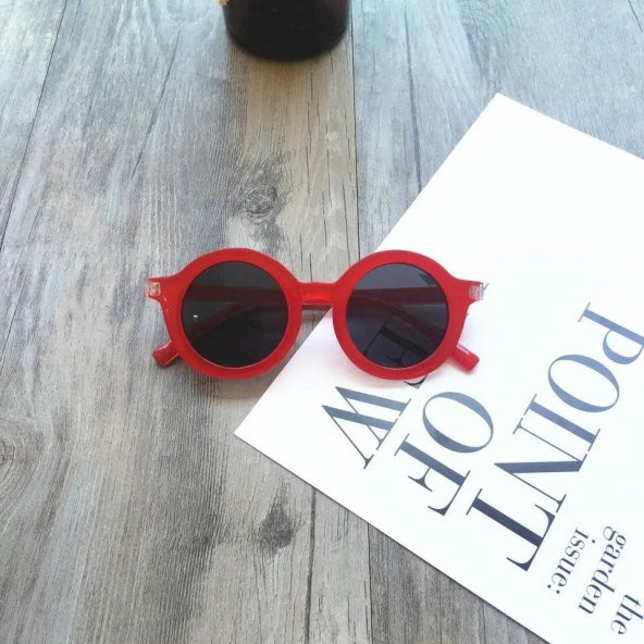 Renkli Yuvarlak Çocuk Gözlüğü 3- 8 Yaş Kırmızı - 6