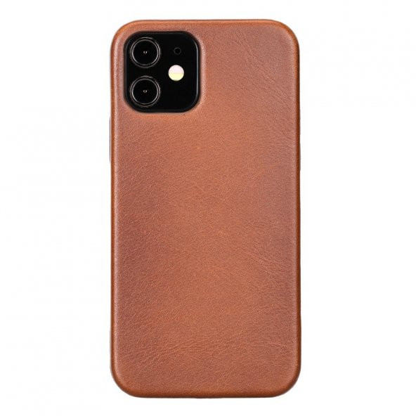Apple iPhone 12 Uyumlu Deri Arka Kapak ROCK RST2EF Taba