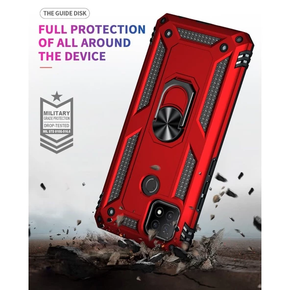 Smcase Oppo A15s Kılıf Vega Yüzüklü Tank Silikon - Resim 2